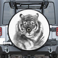 Monochrome Watercolor White Tiger Print Tire Cover With Camera Hole