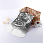 Monochrome Watercolor White Tiger Print Towel