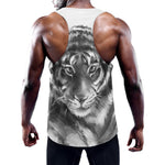Monochrome Watercolor White Tiger Print Training Tank Top