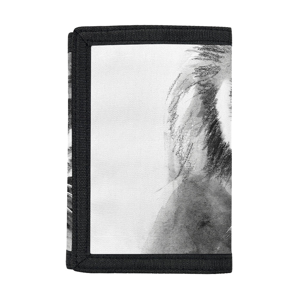 Monochrome Watercolor White Tiger Print Trifold Wallet