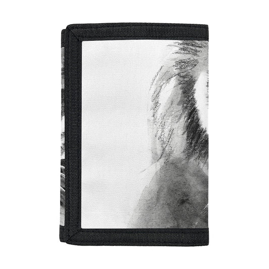 Monochrome Watercolor White Tiger Print Trifold Wallet