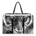 Monochrome Watercolor White Tiger Print Utility Tote Bag