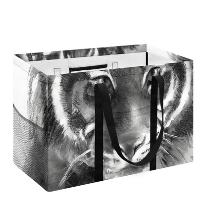 Monochrome Watercolor White Tiger Print Utility Tote Bag