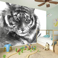 Monochrome Watercolor White Tiger Print Wall Sticker