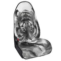 Monochrome Watercolor White Tiger Print Waterproof Car Seat Cover