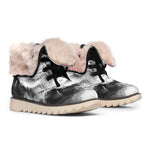 Monochrome Watercolor White Tiger Print Winter Boots
