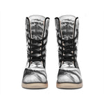 Monochrome Watercolor White Tiger Print Winter Boots