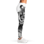 Monochrome Watercolor White Tiger Print Women's Leggings