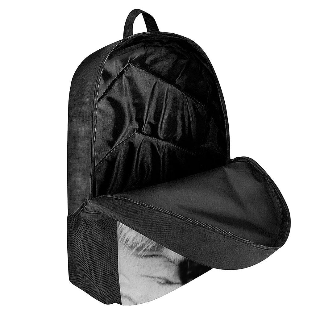 Monochrome White Bengal Tiger Print 17 Inch Backpack