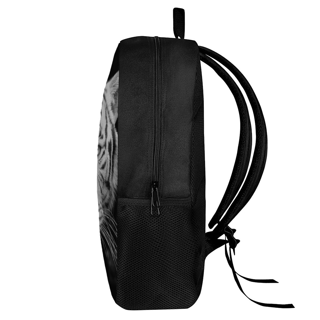 Monochrome White Bengal Tiger Print 17 Inch Backpack