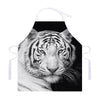 Monochrome White Bengal Tiger Print Adjustable Apron