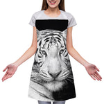 Monochrome White Bengal Tiger Print Adjustable Apron