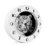 Monochrome White Bengal Tiger Print Alarm Clock