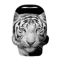 Monochrome White Bengal Tiger Print Baby Seat Cover