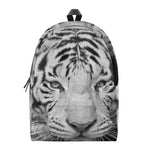 Monochrome White Bengal Tiger Print Backpack