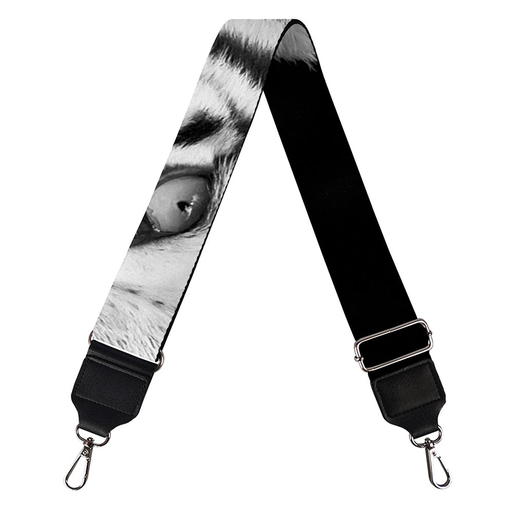 Monochrome White Bengal Tiger Print Bag Strap