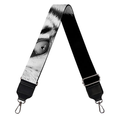 Monochrome White Bengal Tiger Print Bag Strap