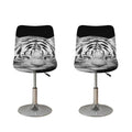 Monochrome White Bengal Tiger Print Bar Stool Covers