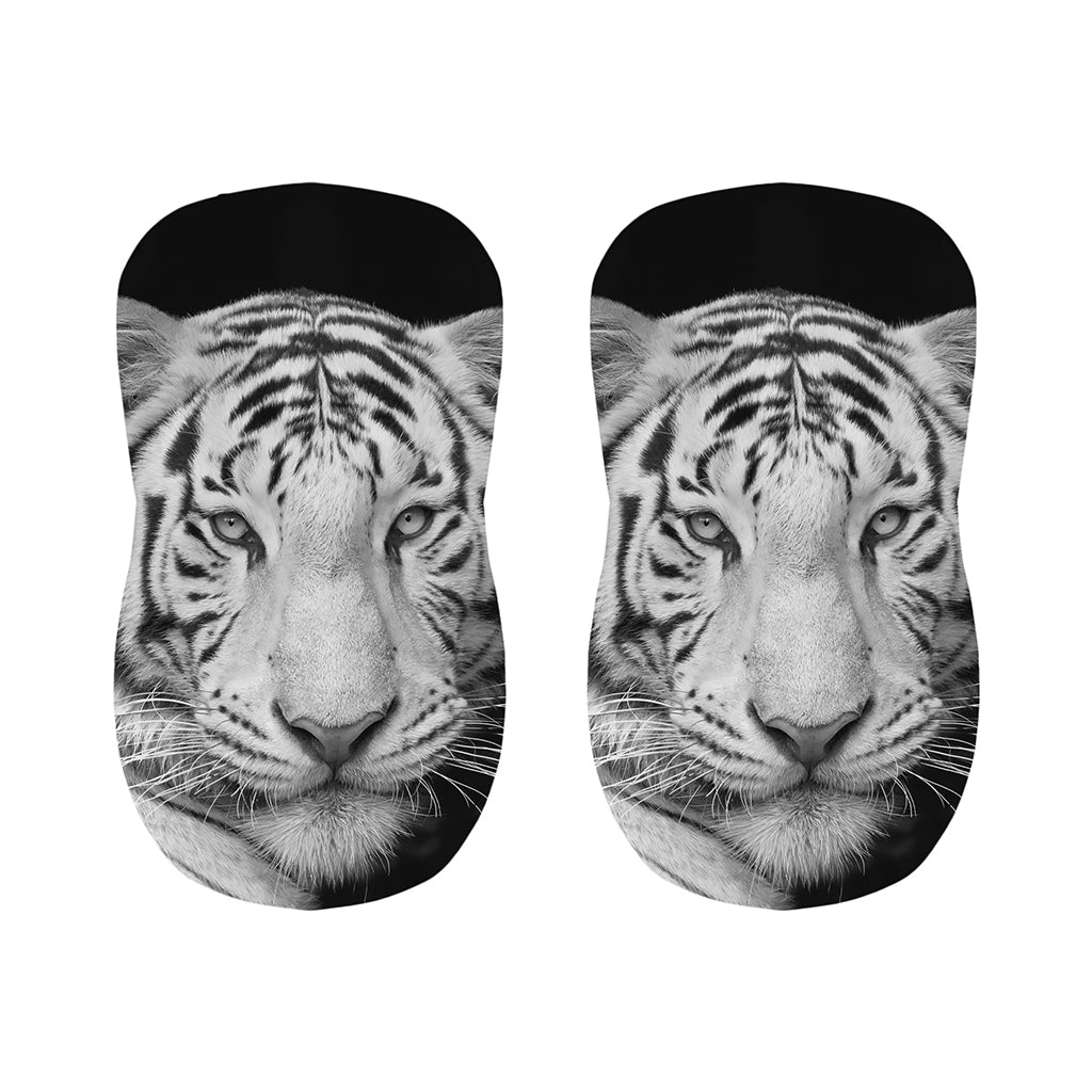 Monochrome White Bengal Tiger Print Bar Stool Covers