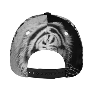 Monochrome White Bengal Tiger Print Baseball Cap