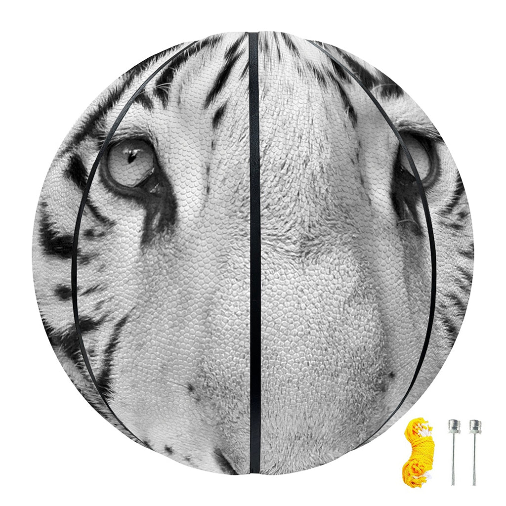 Monochrome White Bengal Tiger Print Basketball