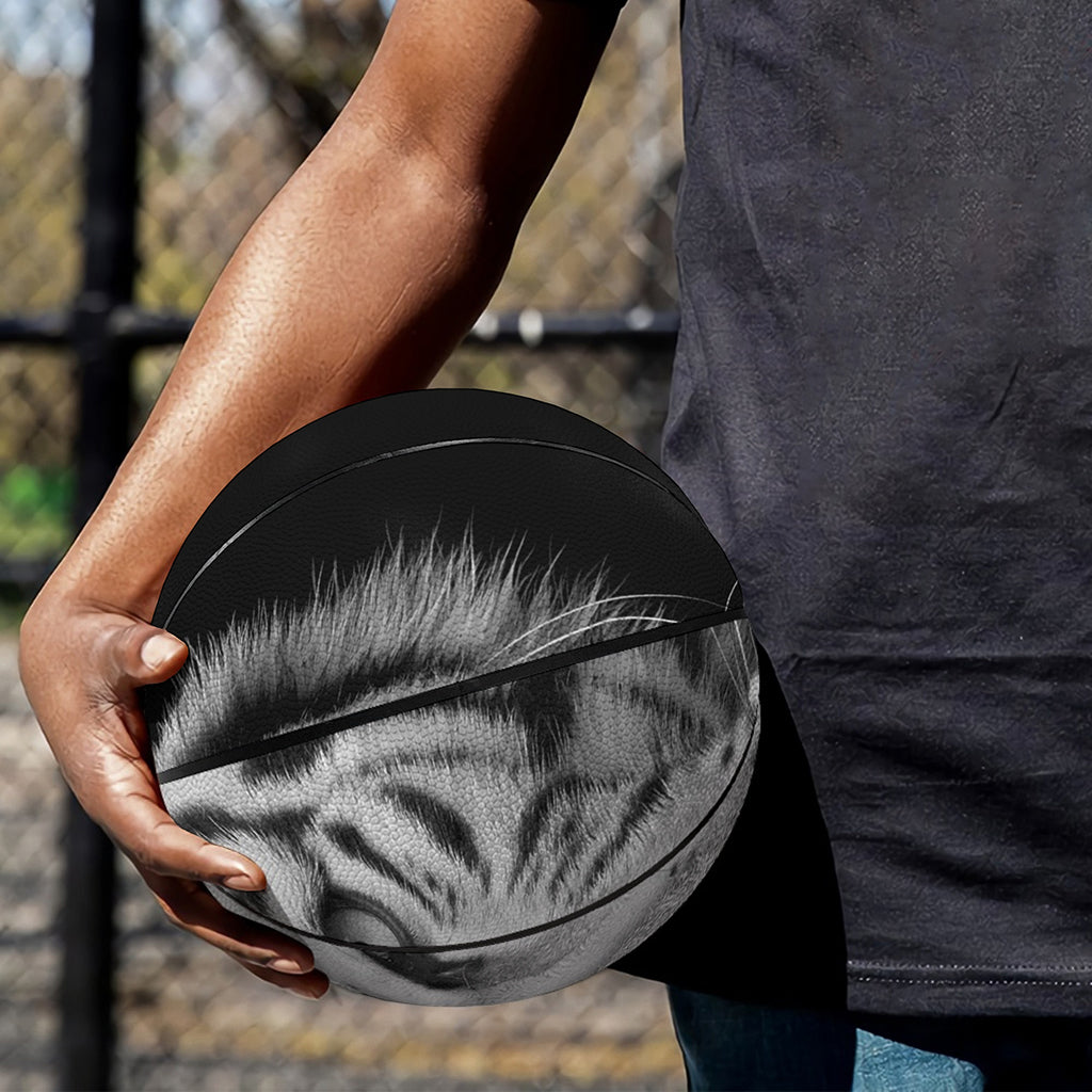 Monochrome White Bengal Tiger Print Basketball