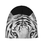 Monochrome White Bengal Tiger Print Beanie