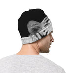 Monochrome White Bengal Tiger Print Beanie