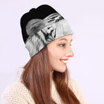 Monochrome White Bengal Tiger Print Beanie