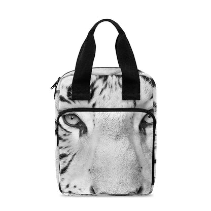 Monochrome White Bengal Tiger Print Bible Tote Bag