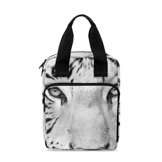 Monochrome White Bengal Tiger Print Bible Tote Bag
