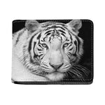 Monochrome White Bengal Tiger Print Bifold Wallet