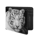 Monochrome White Bengal Tiger Print Bifold Wallet