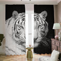 Monochrome White Bengal Tiger Print Dimout Pencil Pleat Curtains