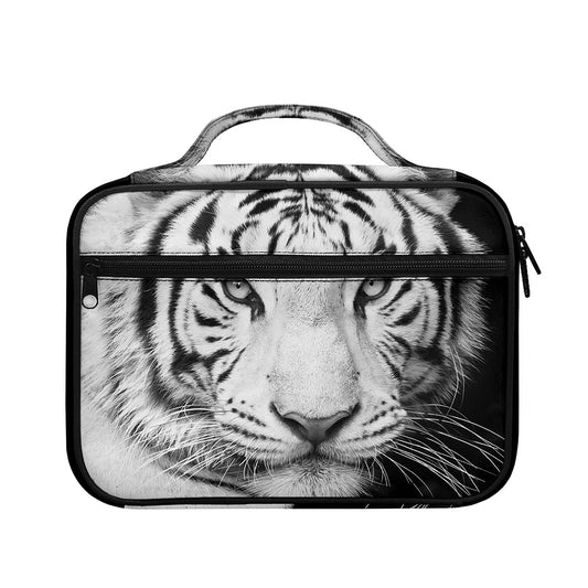 Monochrome White Bengal Tiger Print Briefcase Bible Bag