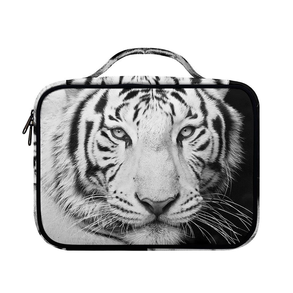 Monochrome White Bengal Tiger Print Briefcase Bible Bag
