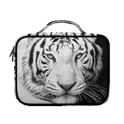 Monochrome White Bengal Tiger Print Briefcase Bible Bag