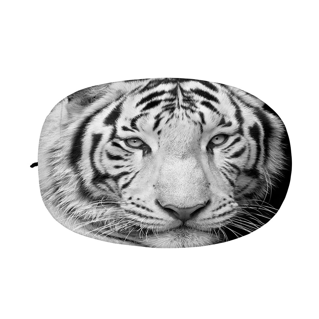 Monochrome White Bengal Tiger Print Car Side Mirror Covers