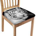 Monochrome White Bengal Tiger Print Chair Cushion Cover