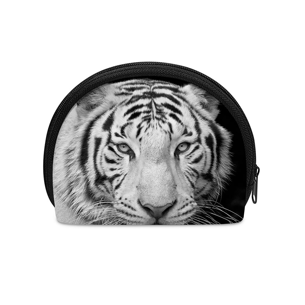 Monochrome White Bengal Tiger Print Coin Purse