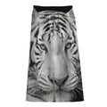 Monochrome White Bengal Tiger Print Cotton Front Slit Maxi Skirt