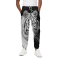 Monochrome White Bengal Tiger Print Cotton Sweatpants