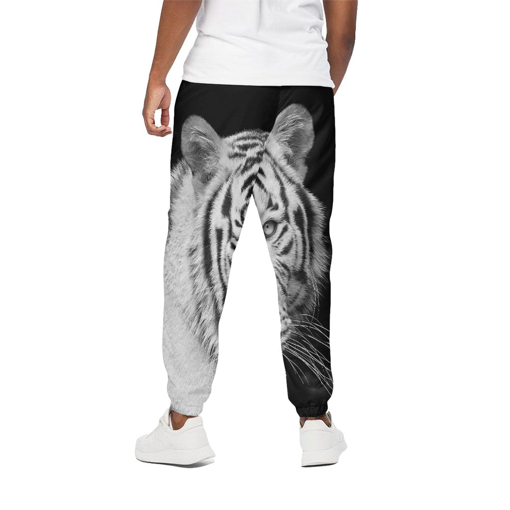 Monochrome White Bengal Tiger Print Cotton Pants