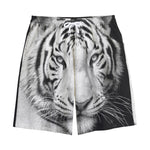 Monochrome White Bengal Tiger Print Cotton Shorts