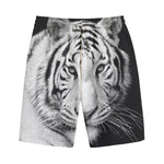 Monochrome White Bengal Tiger Print Cotton Shorts