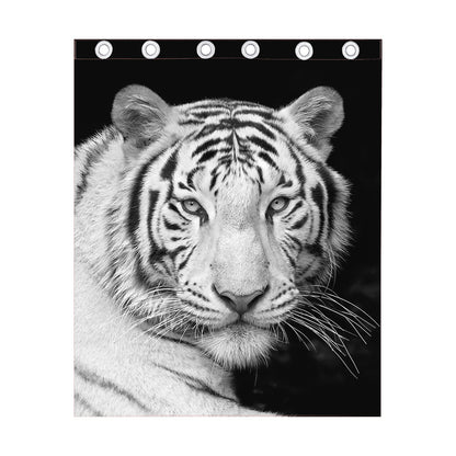 Monochrome White Bengal Tiger Print Curtain