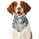 Monochrome White Bengal Tiger Print Dog Bandana