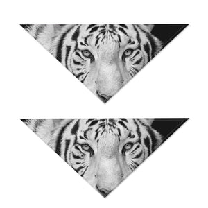 Monochrome White Bengal Tiger Print Dog Bandana