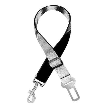 Monochrome White Bengal Tiger Print Dog Seat Belt