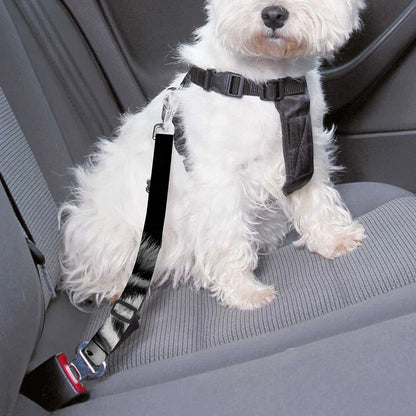 Monochrome White Bengal Tiger Print Dog Seat Belt